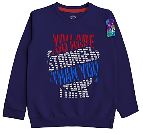 minicult Cotton Printed Sweatshirts for Boys and Girls Ideal for Light Winter( Pack of 1)(Navy Blue-1)