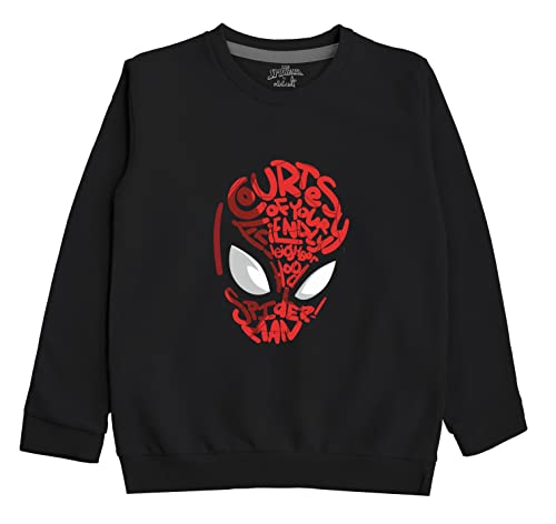 minicult Spiderman Regular Fit Character Printed Full Sleeve Sweatshirt for Boys and Girls(Black a49)(Pack of 1)(18-24 Months)