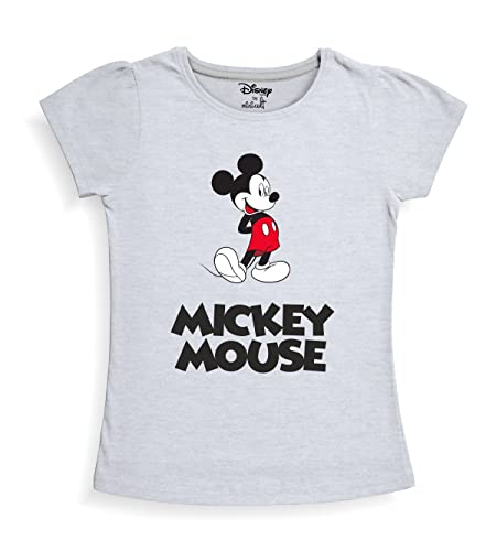 minicult Disney Mickey Mouse and Friends Regular Fit Character Printed Half Sleeves Tshirt for Girls (Grey A26)(Pack of 1)(18-24 Months)