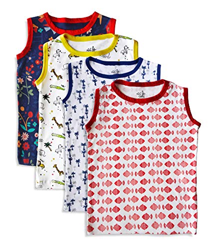 minicult Unisex Cotton Baby Vest (Pack of 4) (Multicolor)