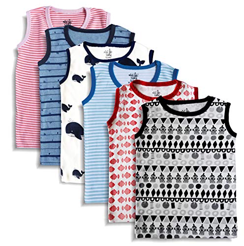 minicult Baby boy's and Baby girl's Cotton Vest - Pack of 6 (Multicolor)