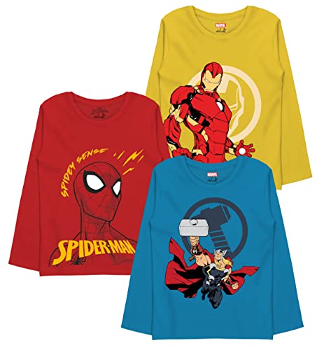 minicult Marvel Avenger Regular Fit Character Printed Full Sleeves Tshirt for Boys and Girls(Blue c18)(Pack of 3)(18-24 Months)