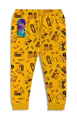 minicult Cotton Pants for Boys and Girls with Ankle Cuff and All Over Prints (Pack of 5) (Black)