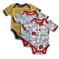 Minicult Cotton Baby Half Sleeves Rompers with Colorfull Prints (Pack of 3) (Multicolor)